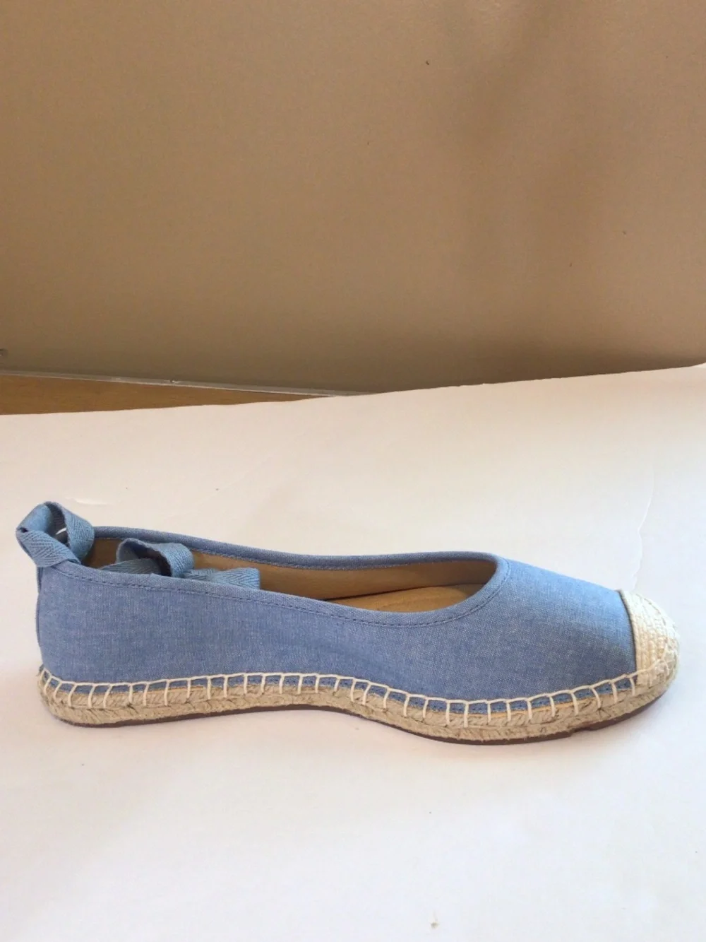 Talbots Izzy Denim Espadrilles Size 8 M Blue Lace Ups Coastal Summer European